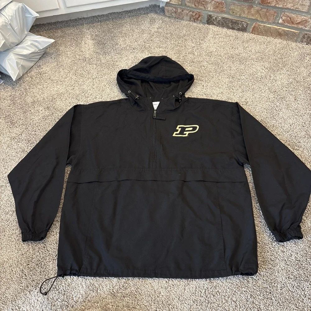 Champion Black Boilermakers Purdue University 1/2 Zip Anorak Windbreaker Jacket